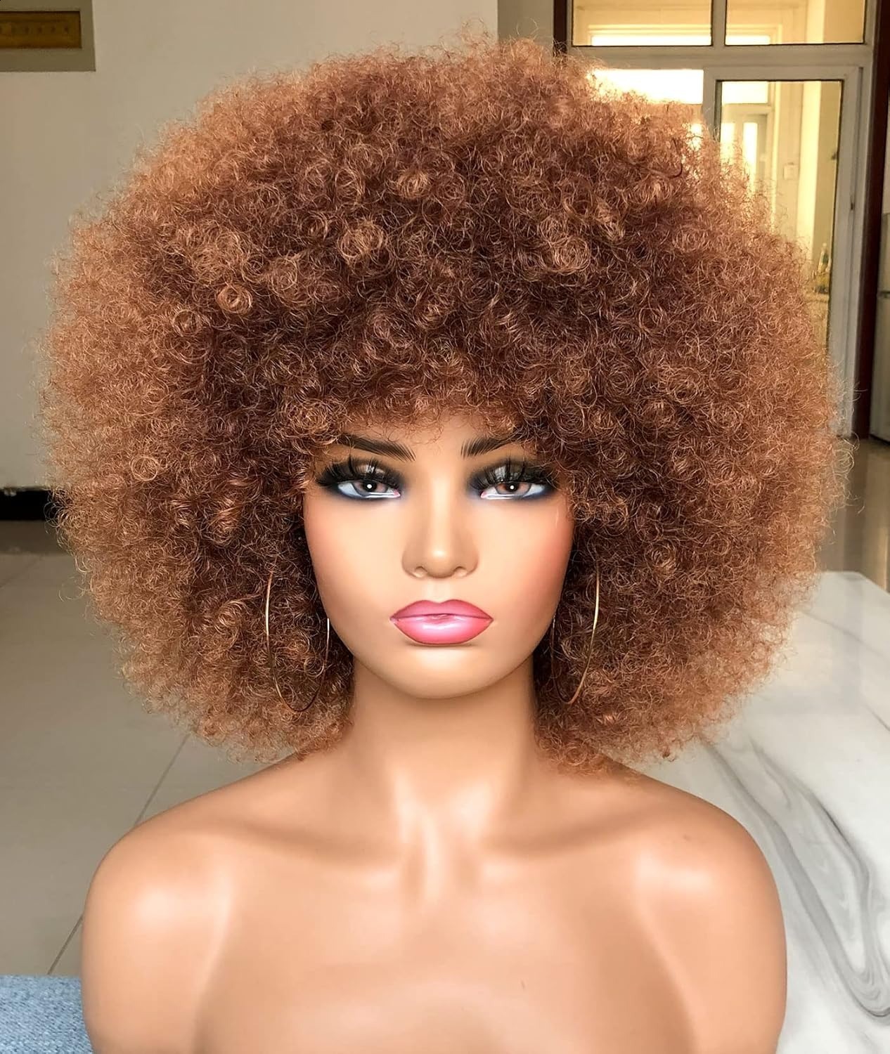 Black curly afro wig short fluffy wig curly afro wig231227 - view 9