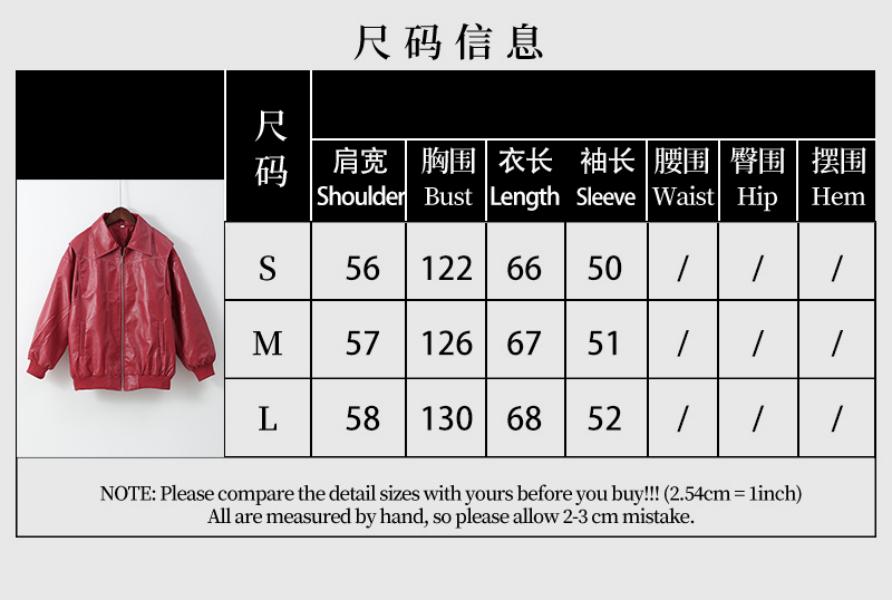 Women's Jackets Retro Burgundy Women Jacket Turn Down Collar Adjustable Cuffs Faux Leather Coat For Lady Autumn Street-style Female's - view 4