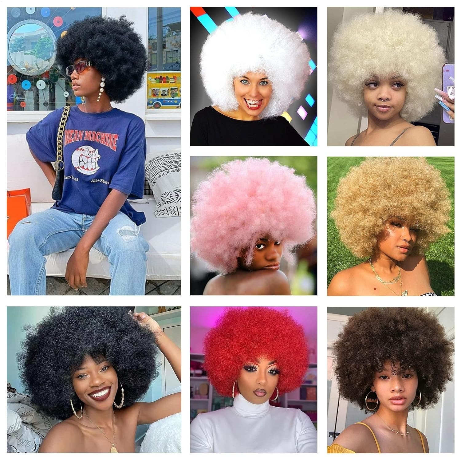 Black curly afro wig short fluffy wig curly afro wig231227 - view 4