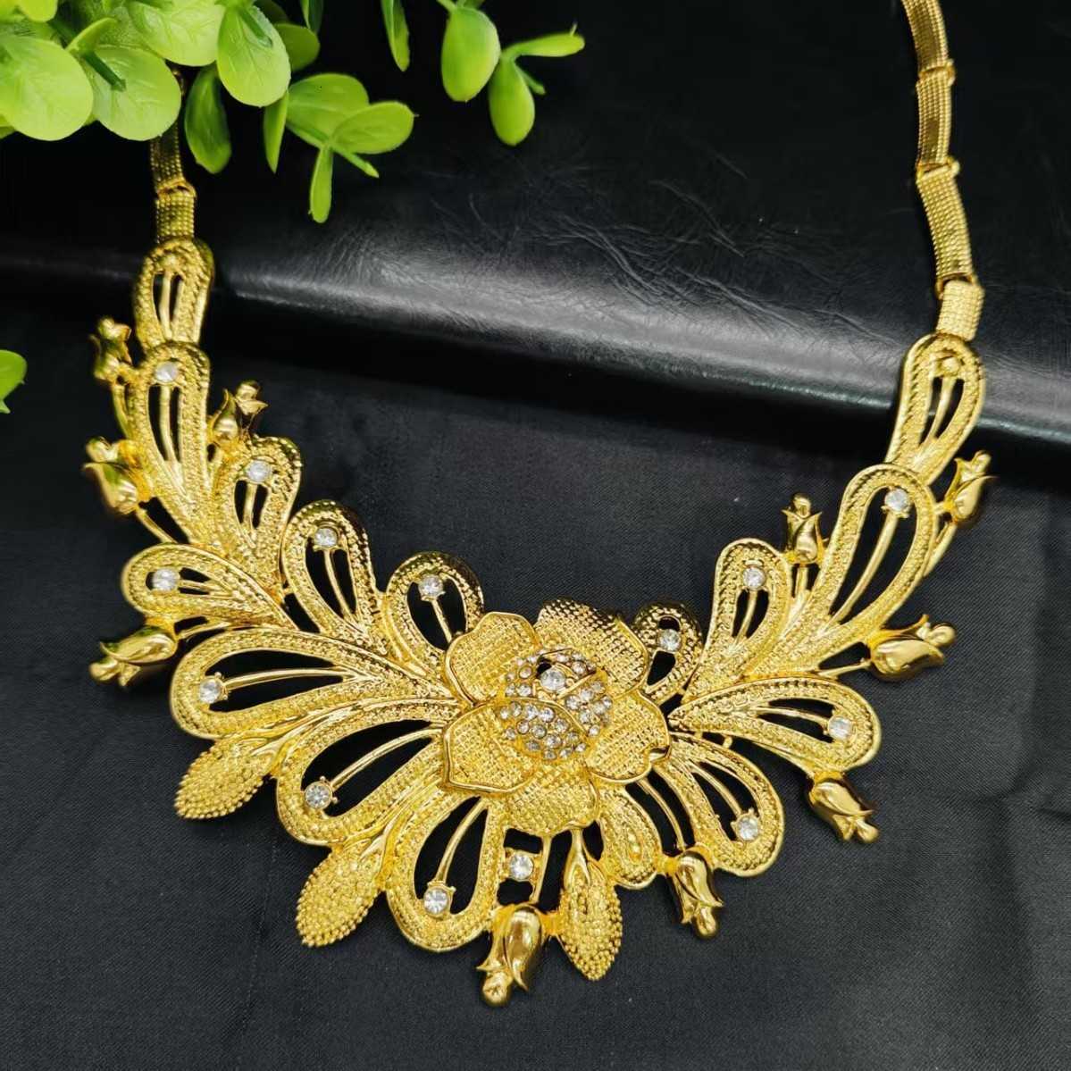 Jewelry set - Dubai flower necklace, earrings, bracelet, ring, jewelry set for Indian brides, necklace set for Indian brides Q261009 - view 7