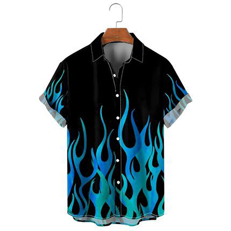 men short sleeve shirt personality printede casual top - view 3