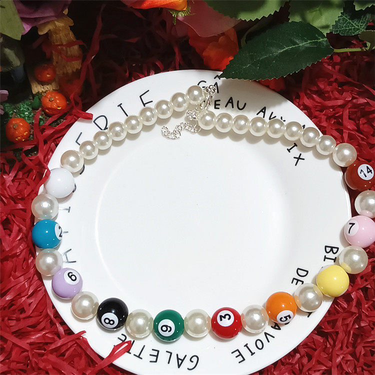 Fashion Hip Hop Jewelry Exaggerated Colorful Billiards Necklace Female Dopamine Unique Pearl Choker Necklace for Women Girls 250818 - view 4