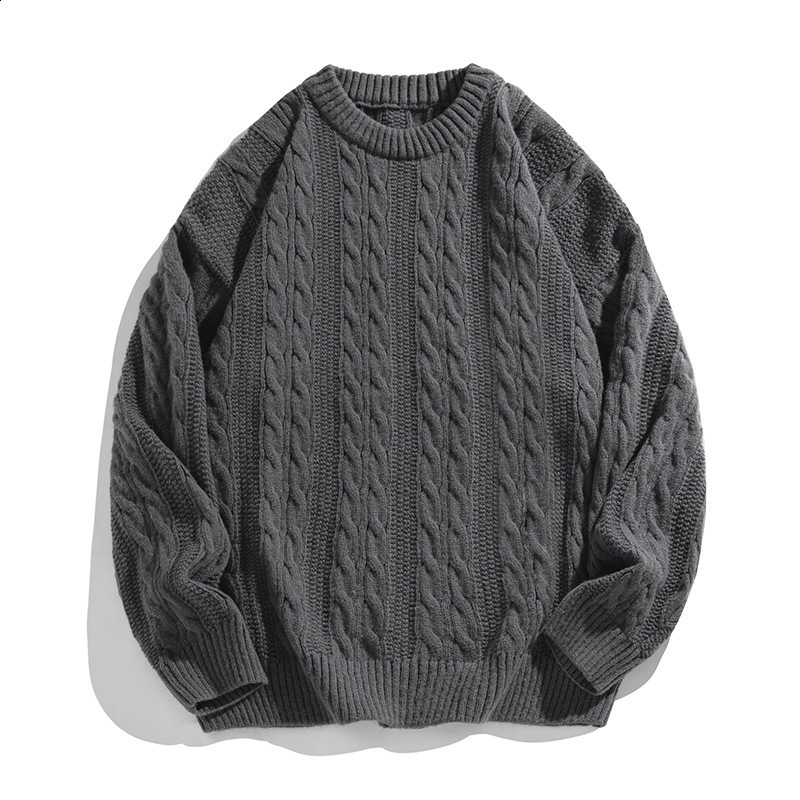 Milard Classic Knitted Brown Irish Pattern Solid Color Pullover Round Neck Hoodie Warm British Retro Sweater 241014 - view 8