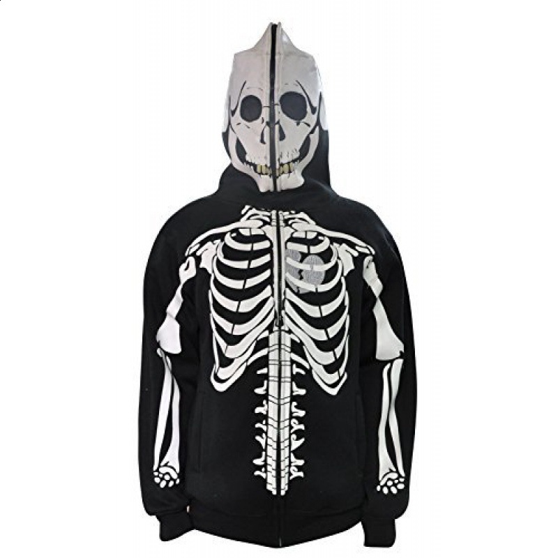 New dark skull and skeleton print oversized hoodie a trendy streetwear item for both men and women 250928 - view 8