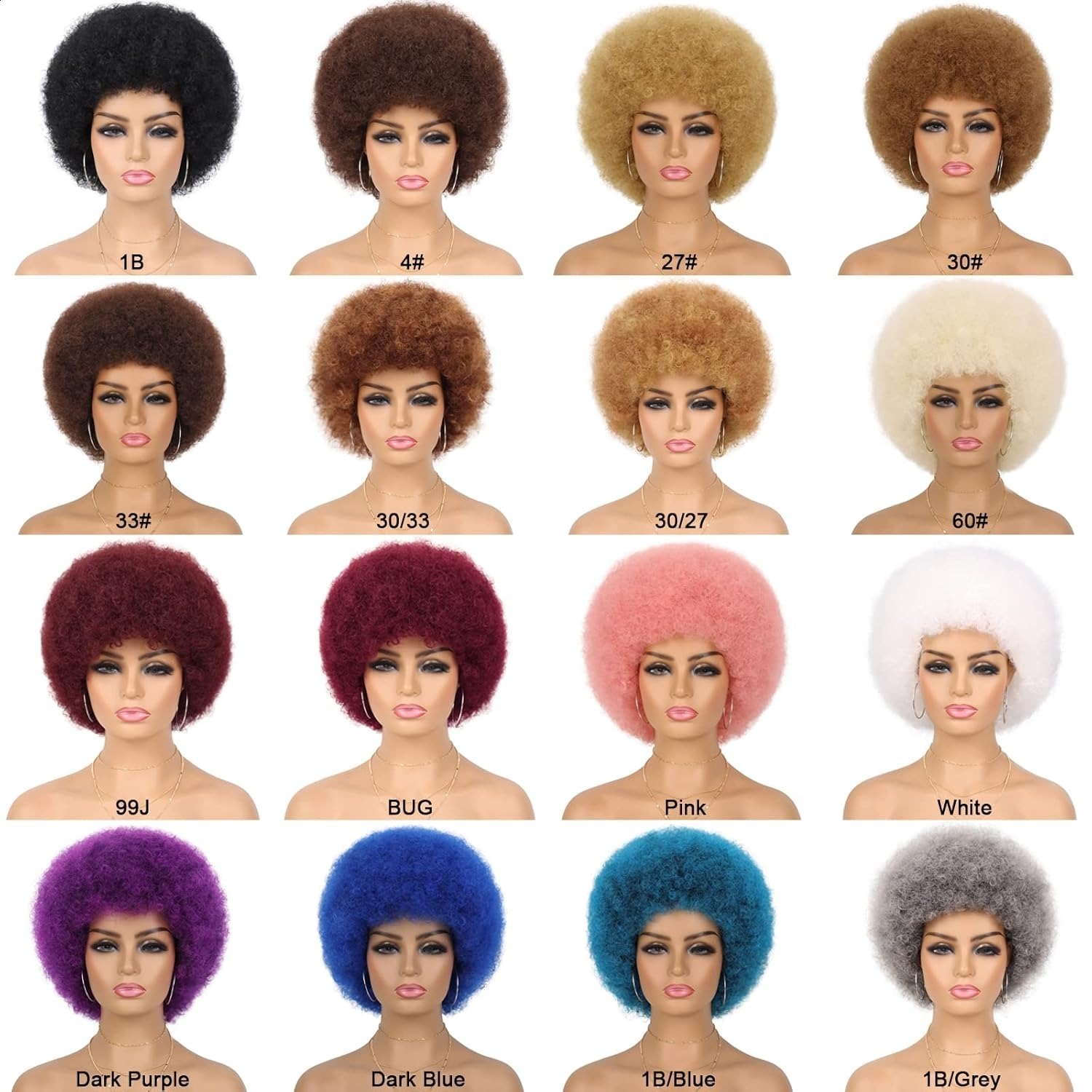 Black curly afro wig short fluffy wig curly afro wig231227 - view 5