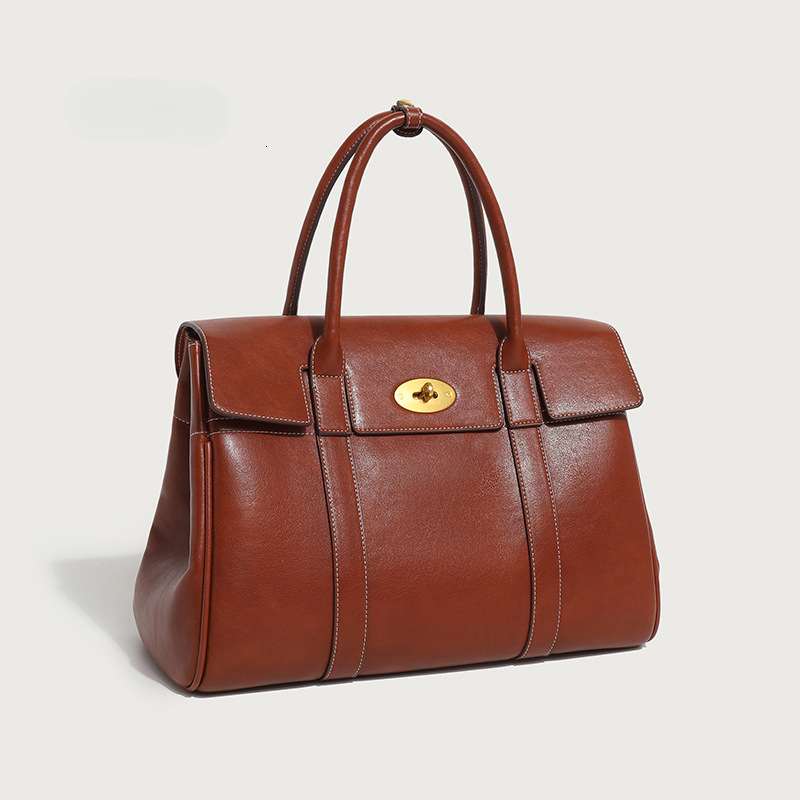 2026 Spring Genuine Leather Women Briefcase Female Versatile Shoulder Crossbody Bags Handbags Ladies Large Commute Totes Brown 0601 - view 6