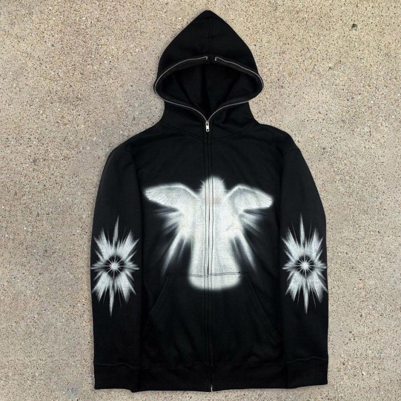 New dark skull and skeleton print oversized hoodie a trendy streetwear item for both men and women 250928 - view 9