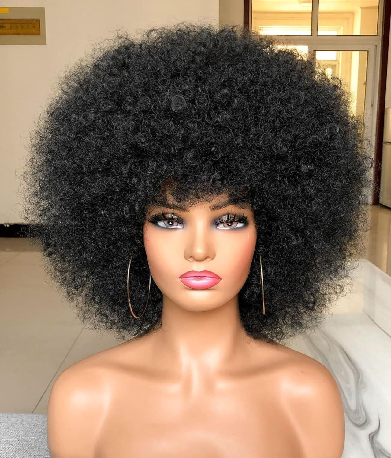 Black curly afro wig short fluffy wig curly afro wig231227 - view 7