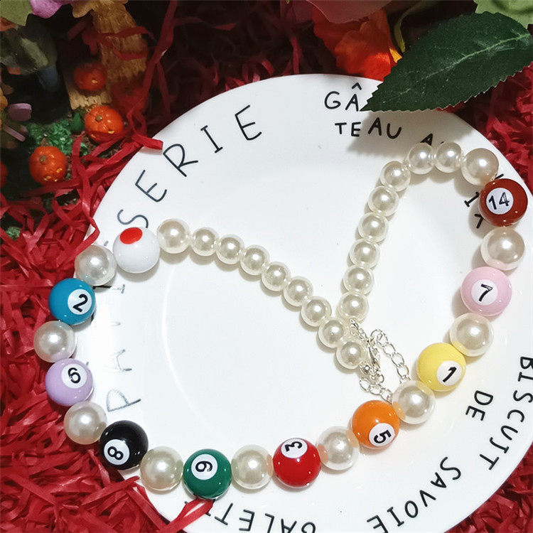 Fashion Hip Hop Jewelry Exaggerated Colorful Billiards Necklace Female Dopamine Unique Pearl Choker Necklace for Women Girls 250818 - view 5
