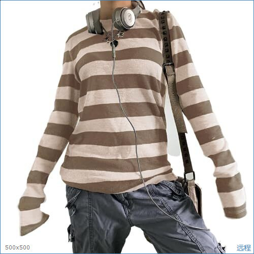 Y2k Teen Striped Long Sleeve TShirts Fairy Grunge Print Baggy Tops Vintage Harajuku 2000s EGirl Shirts Vintage Streetwear 260416 - view 5