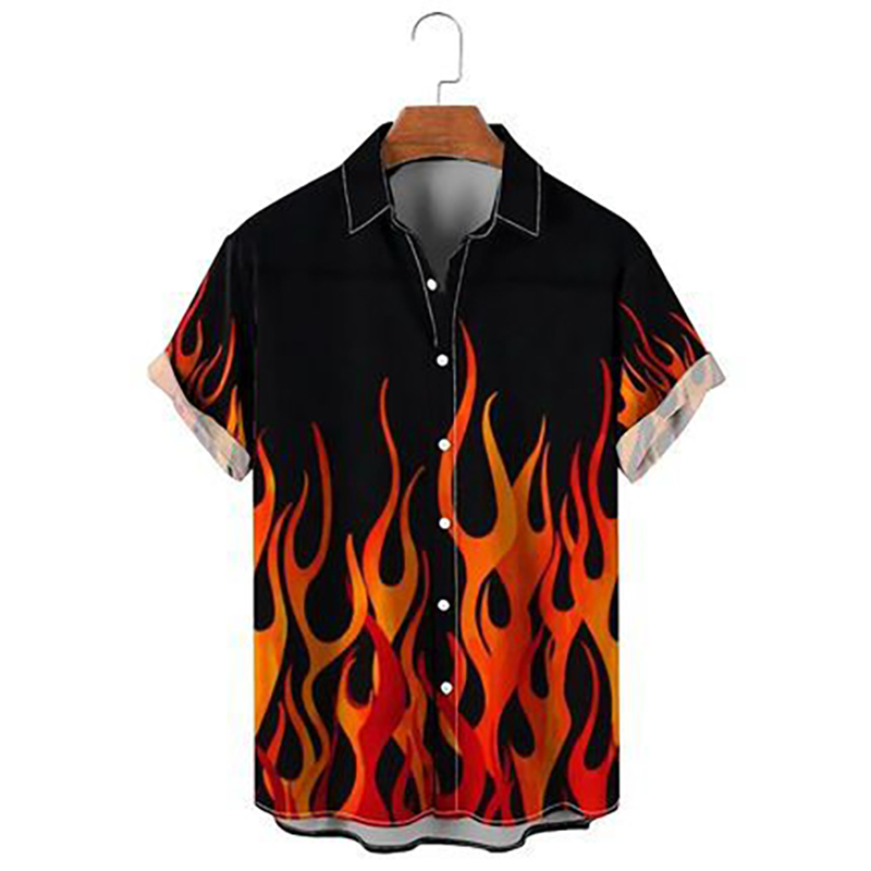 men short sleeve shirt personality printede casual top