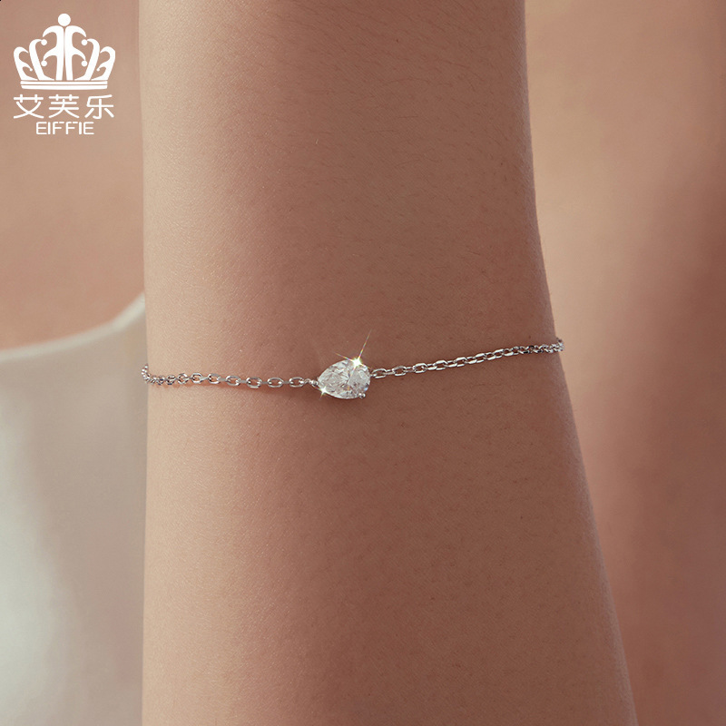 Bisal Gentle Style Light Luxury Teardrop Sparkling Bracelet S925 Sterling Silver Versatile Commute Jewelry for Women251212ww - view 5