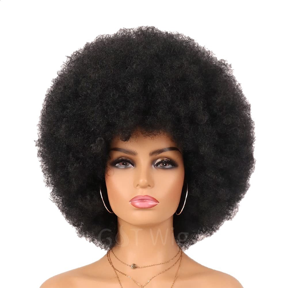 Black curly afro wig short fluffy wig curly afro wig231227 - view 6