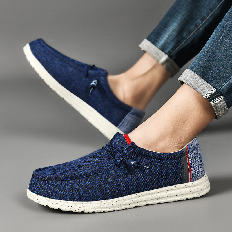 Spring Summer Blue Mens Casual Boat Shoes Lightweight Slipon Driving Shoes Men Lowcut Breathable Canvas Men Shoes Loafers 260514 - view 4