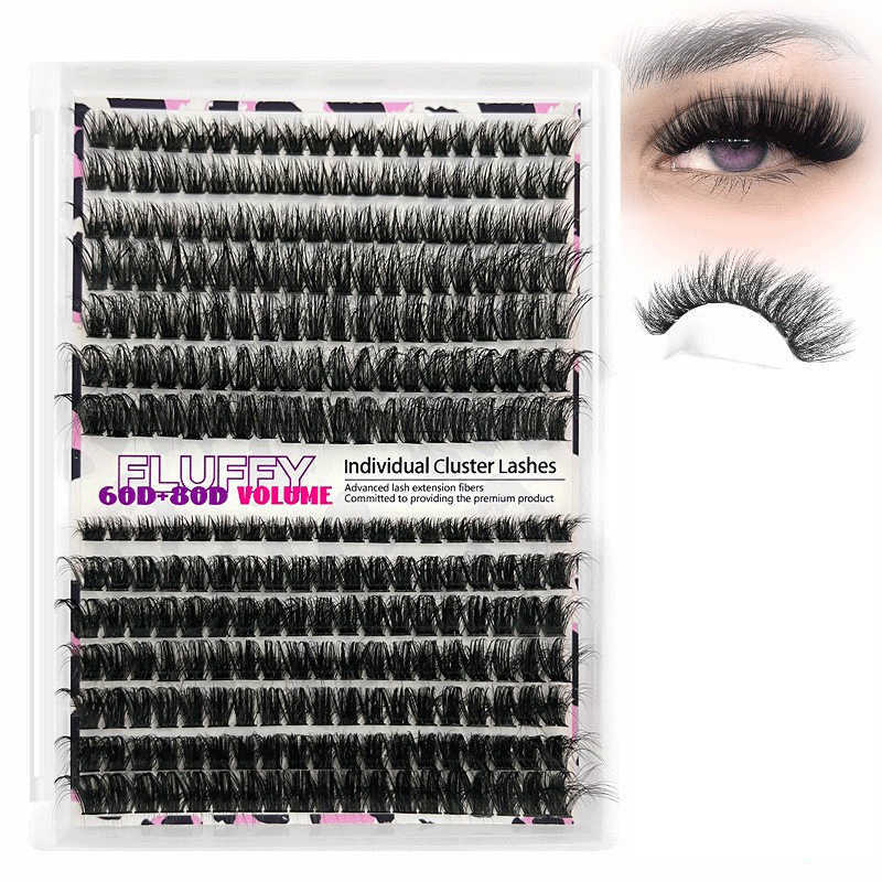 Large Volume Thick Cluster Lashes, Spiky European and American Segmented Fluffy Eyelashes L261010 - view 9