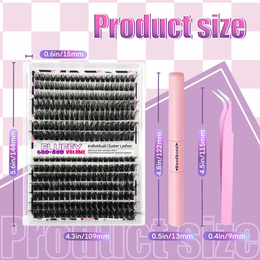 Large Volume Thick Cluster Lashes, Spiky European and American Segmented Fluffy Eyelashes L261010 - view 4
