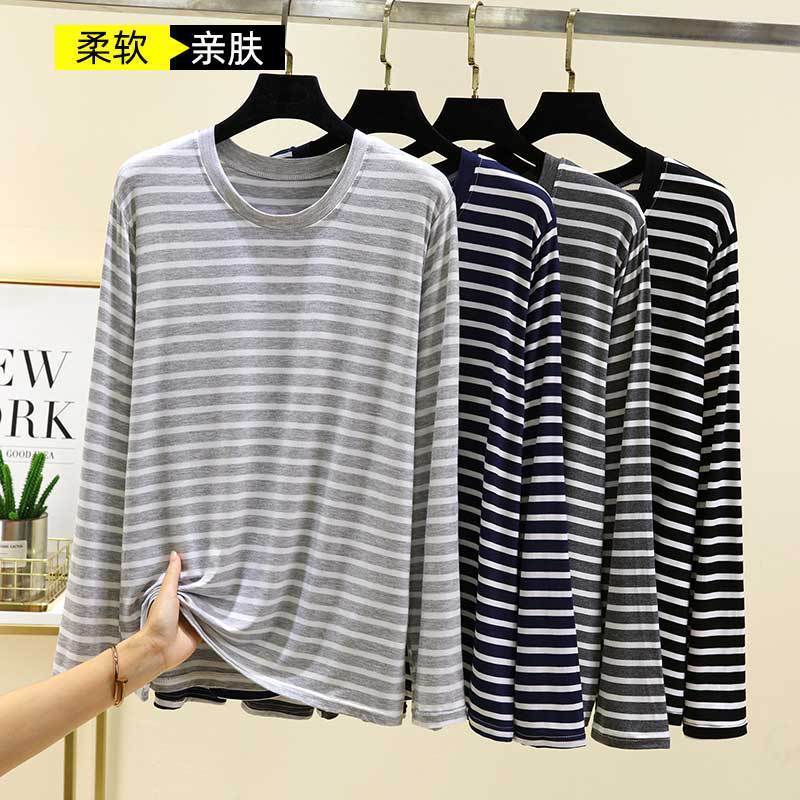 Black white striped UNISEX long sleeved Tshirt Fashion Autumn t shirt for man Cotton elasticity Tshirt Casual y2k men clothing 251103 - view 3