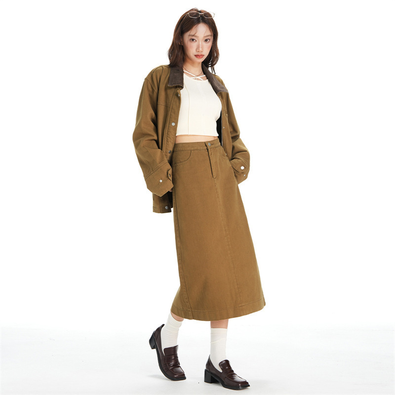Womens Brown Gothic Aline Skirt Vintage Fashion Aesthetic Y2k Emo Oversize Long Skirt Harajuku Korean Emo Skirt 2000s Clothes 241211 - view 3