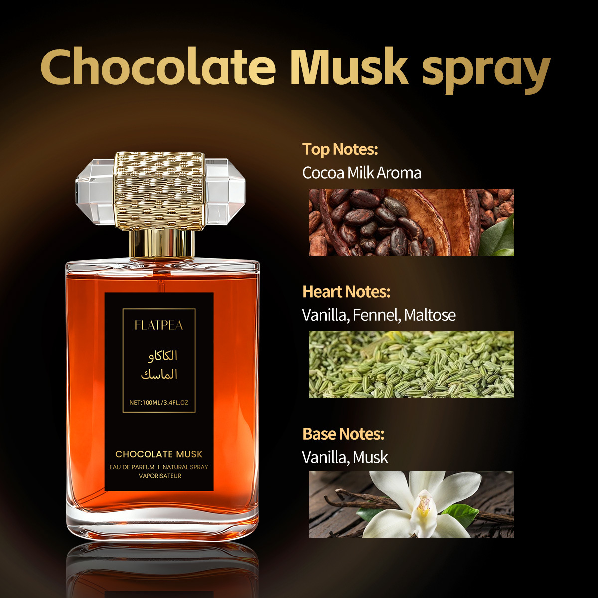 Men's Cocoa Musk Gourmet Spray Perfumes Alcohol Free 100ml Lasting Fragrance Cologne - view 4