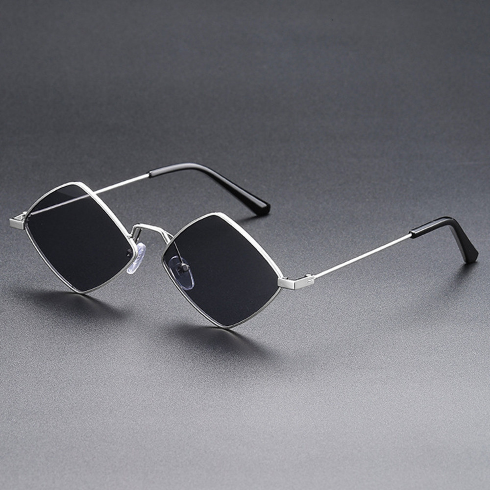 Y2K Retro High Street Elite Men Women Long Pretty Trendy Personality Small Frame Metal Sunglasses Hip-Hop Disco Glasses Fashion Diamond-Shaped - view 3