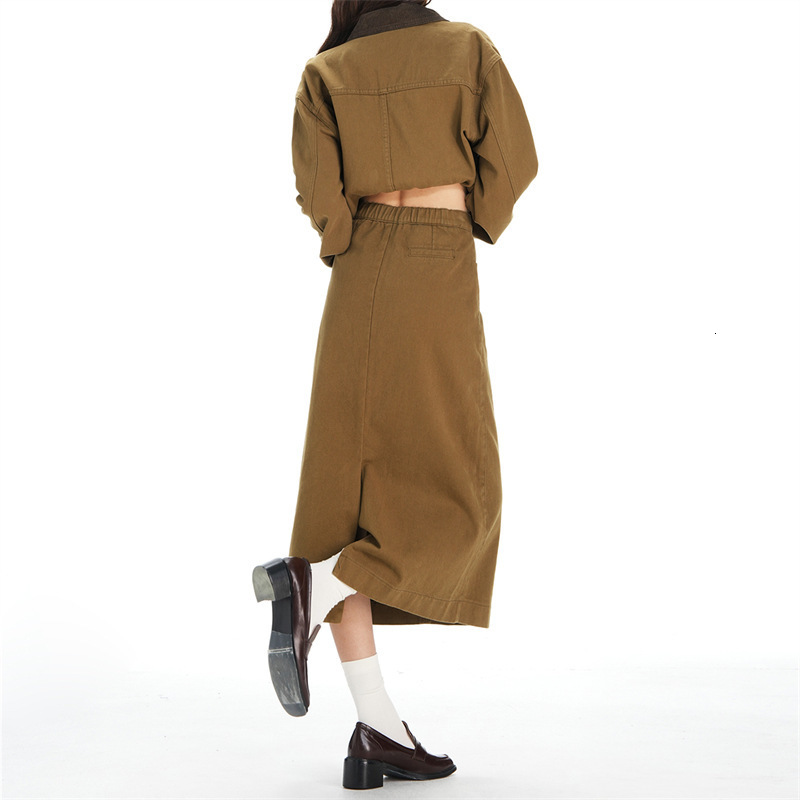 Womens Brown Gothic Aline Skirt Vintage Fashion Aesthetic Y2k Emo Oversize Long Skirt Harajuku Korean Emo Skirt 2000s Clothes 241211 - view 5