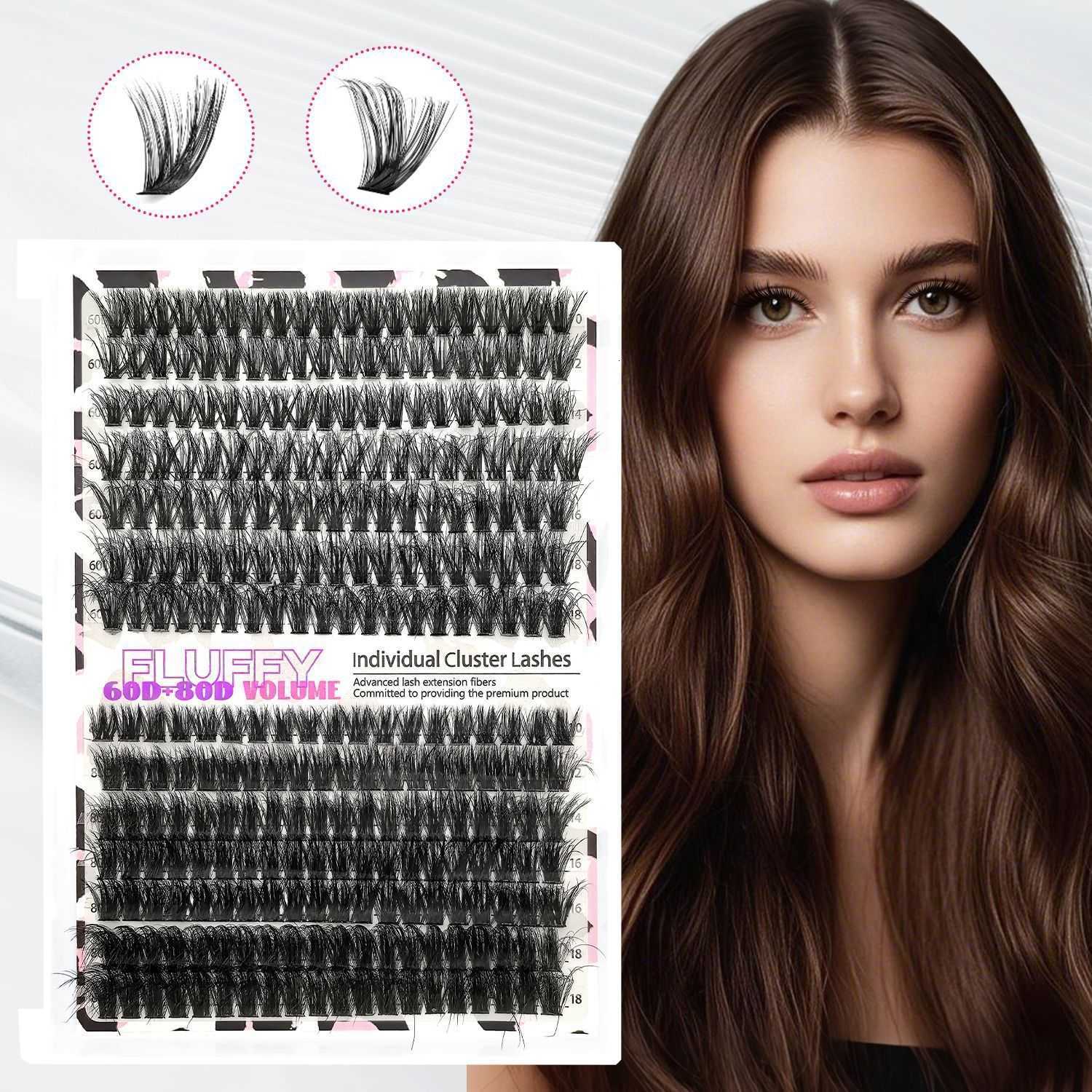 Large Volume Thick Cluster Lashes, Spiky European and American Segmented Fluffy Eyelashes L261010 - view 3
