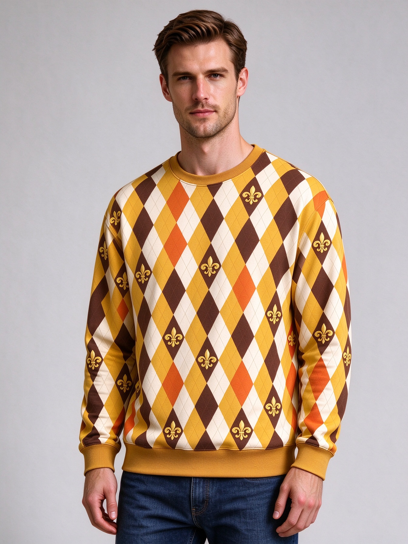 Men's Fall Casual Round-Neck Sweatshirts, Comfortable Tops with Unique Prints - view 7