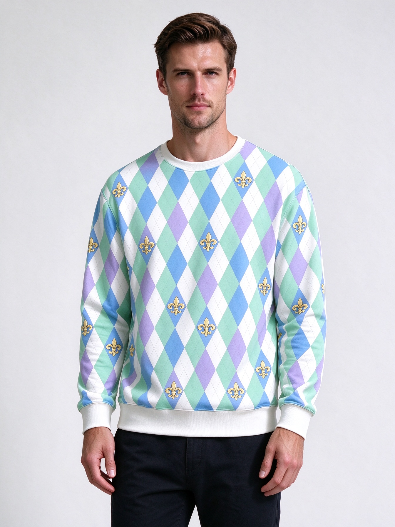 Men's Fall Casual Round-Neck Sweatshirts, Comfortable Tops with Unique Prints - view 3