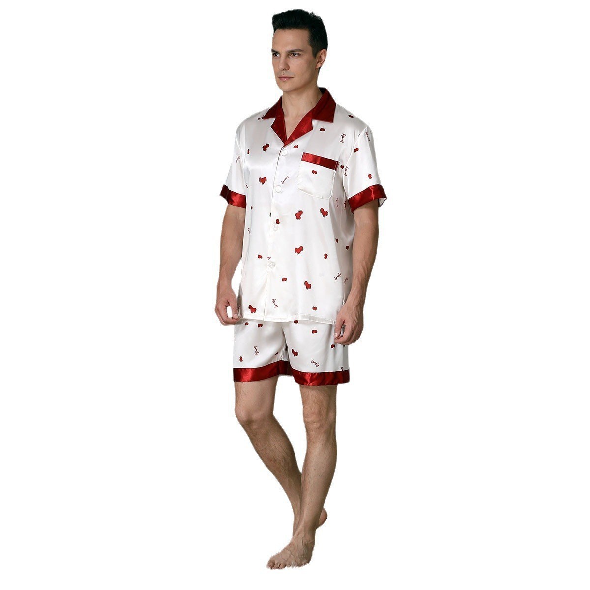 Mens Plaid Print Pajama Set Short Sleeve Lapel Top And Elastic Shorts Comfortable Perfect For Summer Sleepwear Loungewear Pjs 260509 - view 8