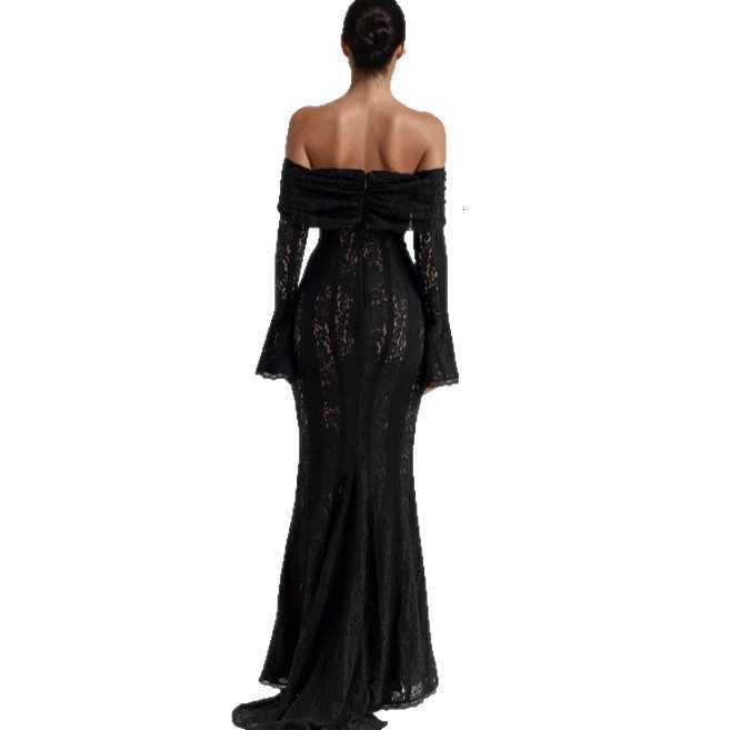 Casual Dresses Lace cutout off-shoulder bell-sleeve bodycon dress elegant and sexy strapless waist-cinching evening gown L2610124147 - view 6