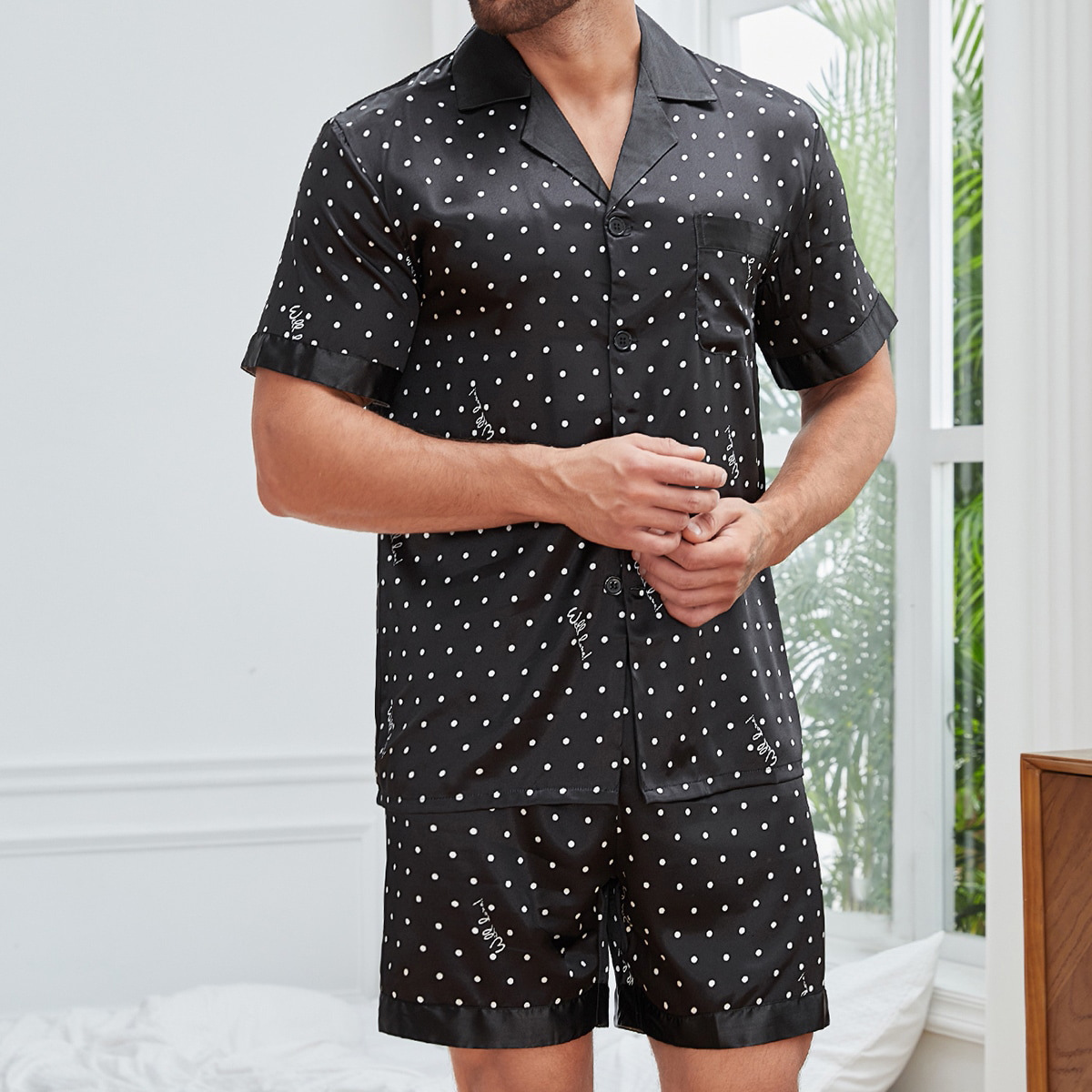 Mens Plaid Print Pajama Set Short Sleeve Lapel Top And Elastic Shorts Comfortable Perfect For Summer Sleepwear Loungewear Pjs 260509 - view 7
