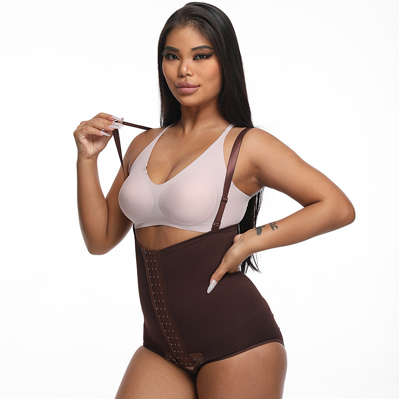 Detachable Strap Waist Trainer Bodysuit Post-Surgery Shapewear With Shoulder Straps Waist Cincher, Abdominal Compression Garment Body-Shaping Garment - view 5