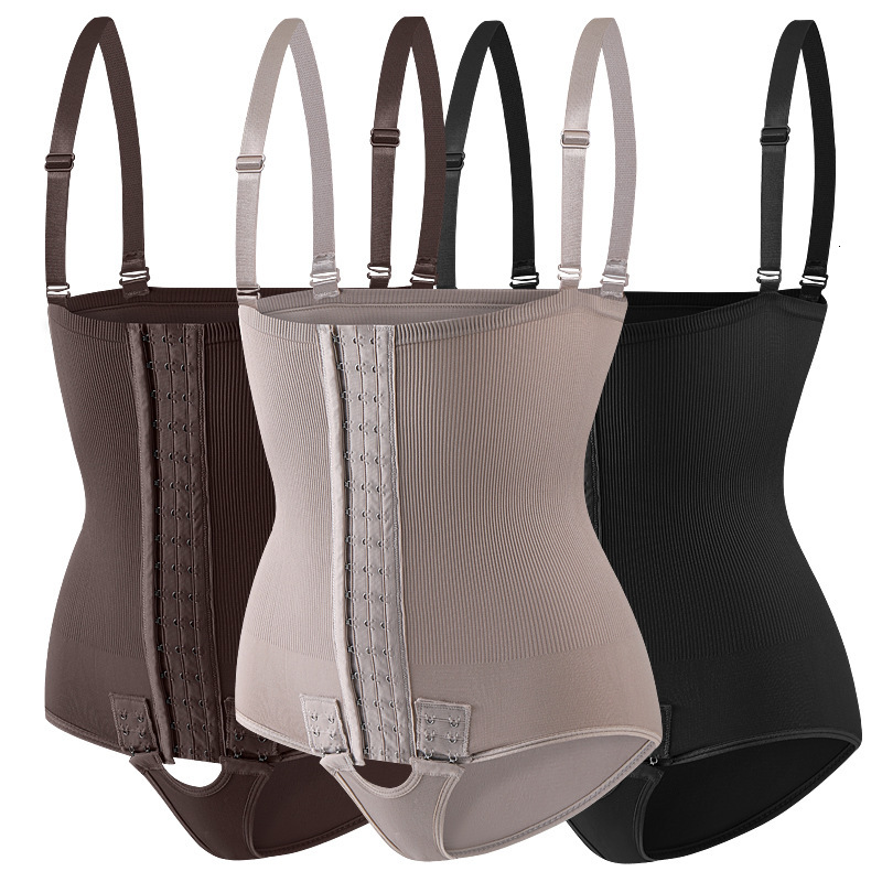 Detachable Strap Waist Trainer Bodysuit Post-Surgery Shapewear With Shoulder Straps Waist Cincher, Abdominal Compression Garment Body-Shaping Garment - view 1