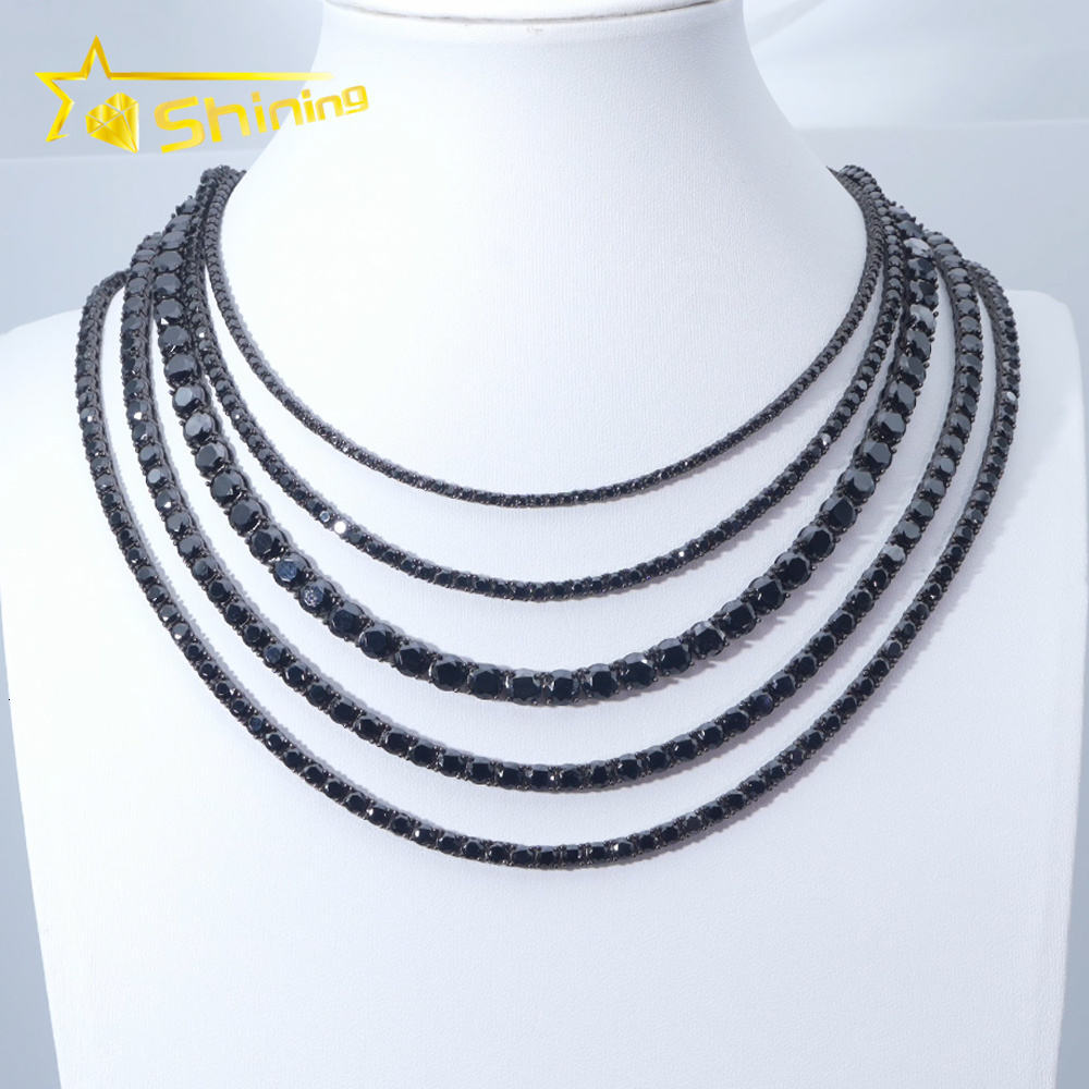 High Quality Pass Tester RTS Factory Hip Hop 925 Sterling Silver 3mm 4mm 5mm Diamond Necklace Iced Out Black Moissanite Tennis Chain - view 3