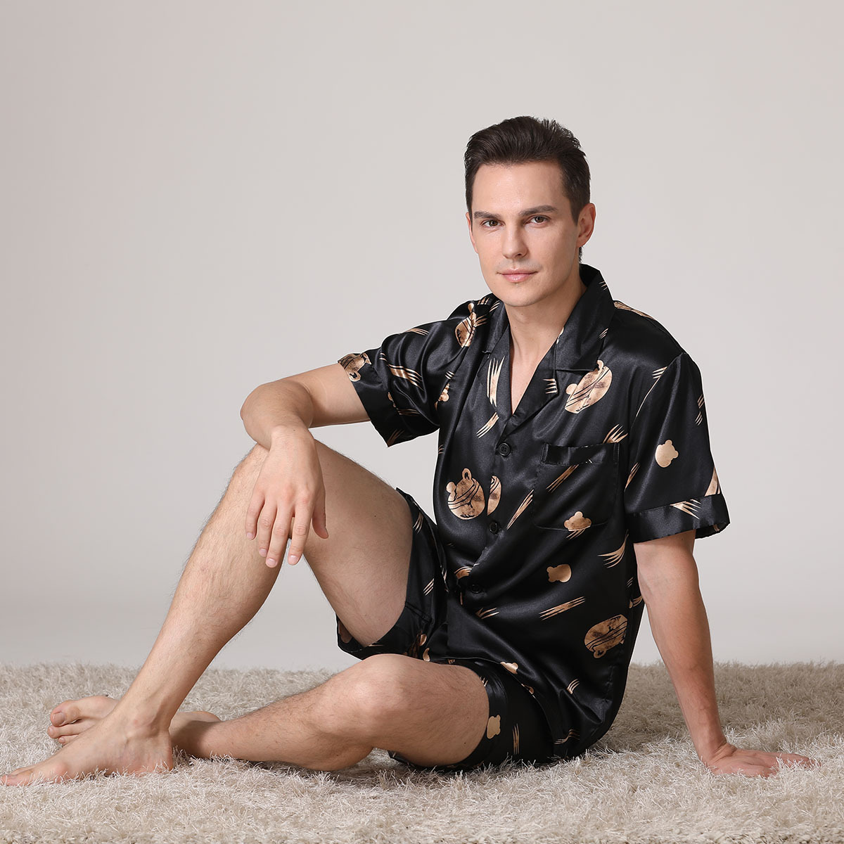 Mens Plaid Print Pajama Set Short Sleeve Lapel Top And Elastic Shorts Comfortable Perfect For Summer Sleepwear Loungewear Pjs 260509 - view 3
