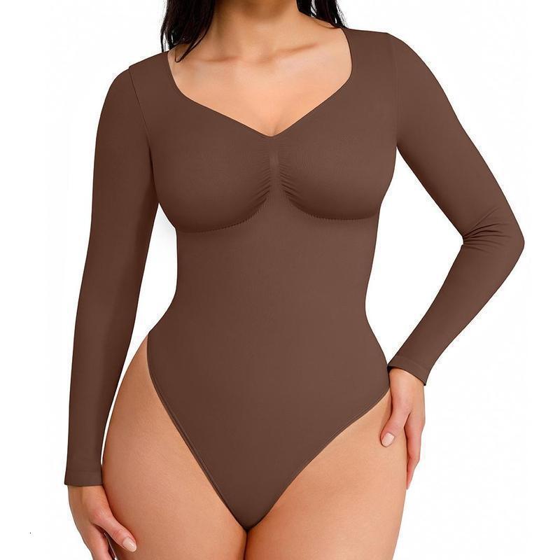 Y2K Seamless ShapewearTummy Control Sculpting Bodysuit Long Sleeve Shapewear Bodysuit Seamless Tummy Control Bodysuits - view 4