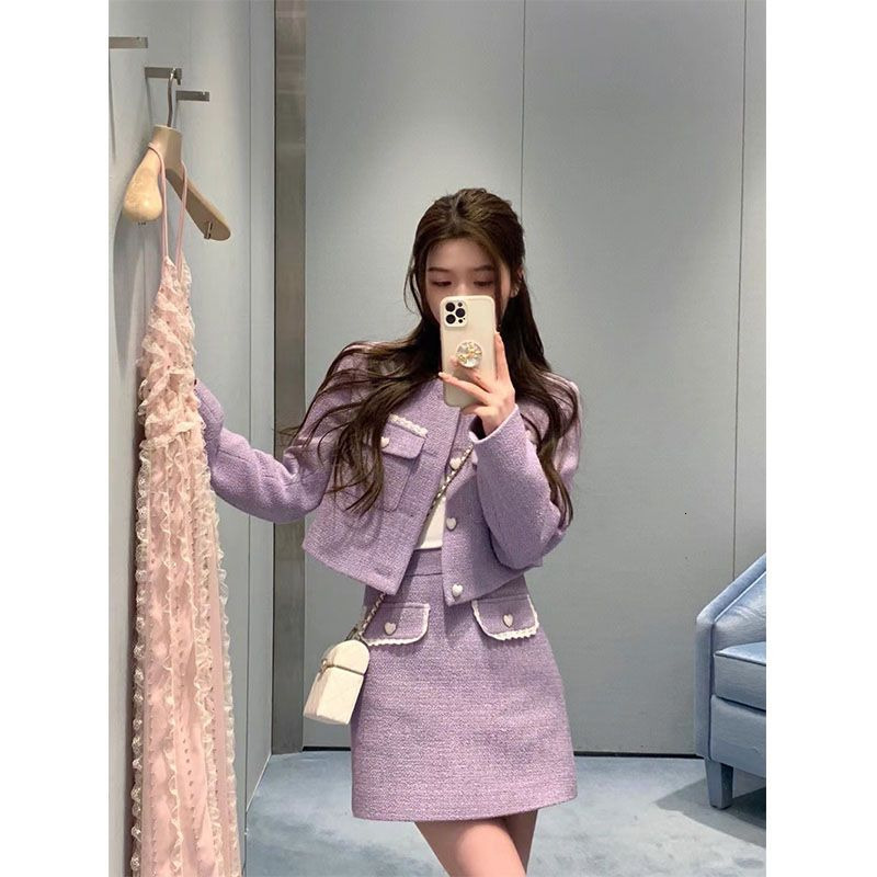 Spring outfit small fragrance style set skirt half body wrapped hip skirt fashionable socialite two-piece set ddmynov - view 7
