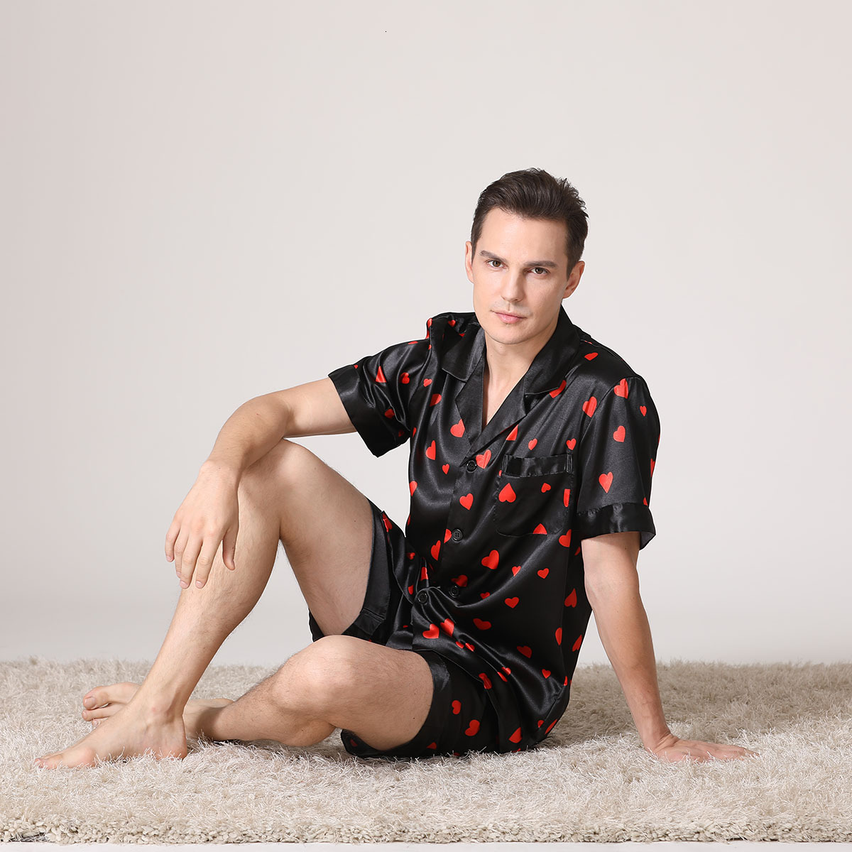 Mens Plaid Print Pajama Set Short Sleeve Lapel Top And Elastic Shorts Comfortable Perfect For Summer Sleepwear Loungewear Pjs 260509 - view 9