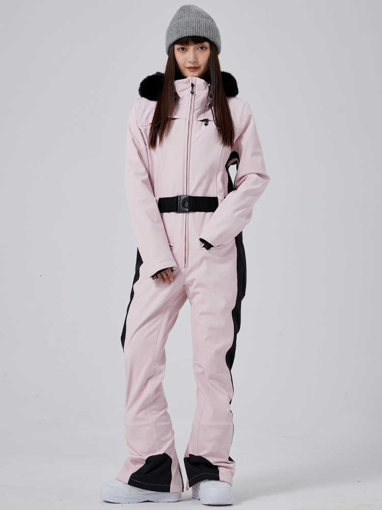 Suit Fashion Ski Patchwork Women's Warm Hooded Zipper Belt Full Sleeve Slim Jumpsuit Lady New Winter Casual Ski Clothing 2026 C260829 - view 3