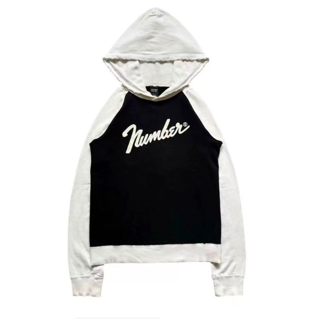 Men's Hoodies 2026 Number Nine The High Streets Cotton Vintage Hoodie Hip-hop Pure Black Cracked WY1538 - view 4