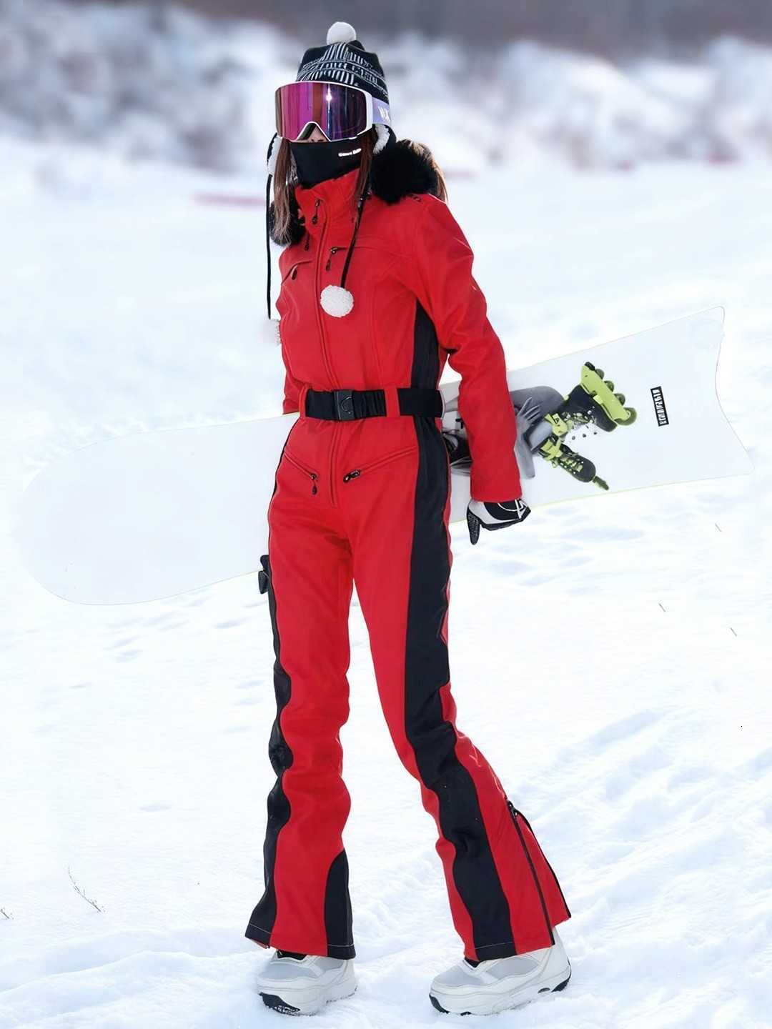 Suit Fashion Ski Patchwork Women's Warm Hooded Zipper Belt Full Sleeve Slim Jumpsuit Lady New Winter Casual Ski Clothing 2026 C260829 - view 6