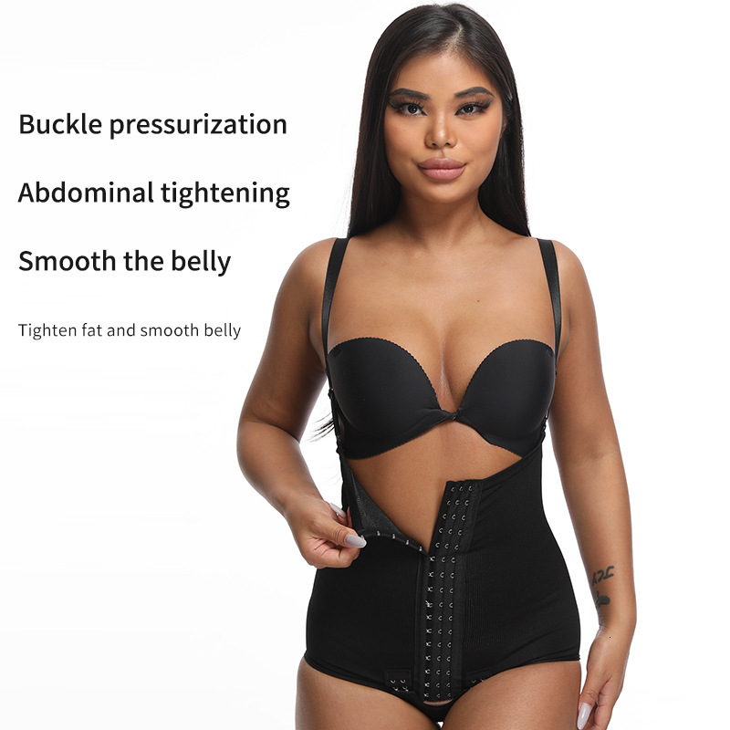 Detachable Strap Waist Trainer Bodysuit Post-Surgery Shapewear With Shoulder Straps Waist Cincher, Abdominal Compression Garment Body-Shaping Garment - view 4