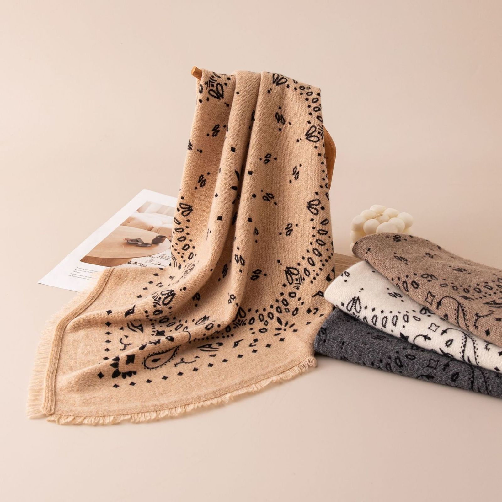 Womens Fringe Trim Bandana Paisley Print Square Scarf Stylish Date Night 2026 Female Vacation Fashion Accessory 260415