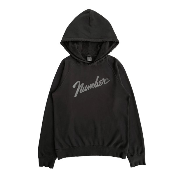 Men's Hoodies 2026 Number Nine The High Streets Cotton Vintage Hoodie Hip-hop Pure Black Cracked WY1538 - view 3
