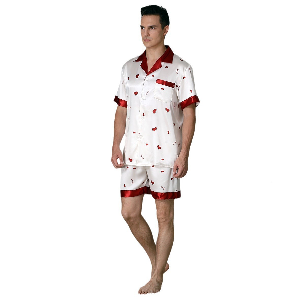 Mens Plaid Print Pajama Set Short Sleeve Lapel Top And Elastic Shorts Comfortable Perfect For Summer Sleepwear Loungewear Pjs 260509 - view 6