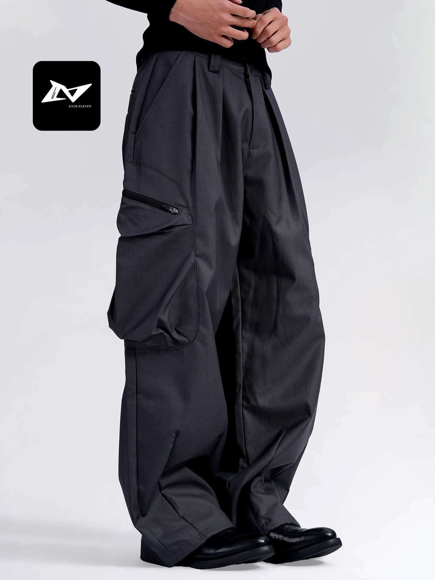 Retro workwear pants for both men and women, washed and aged with large pockets, loose and casual, wide-leg floor-length straight-leg pants J261013 - view 8