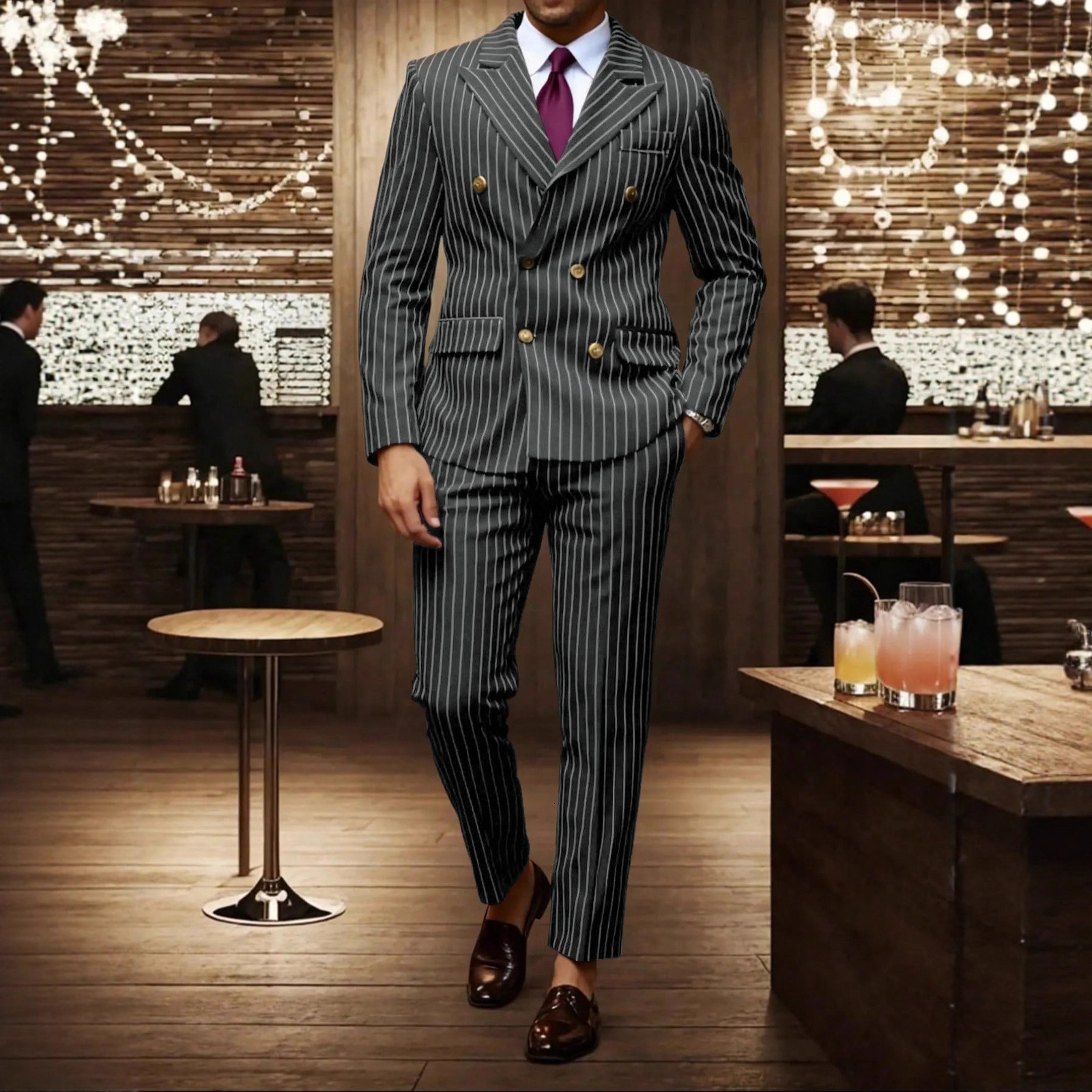 Mens Suits Blazers Man Casual Suit Blazer Autumn Turndown Collar Jacket Men Business Striped Print Coat Fashion Single Breasted Button Outerwears 2307 - view 4
