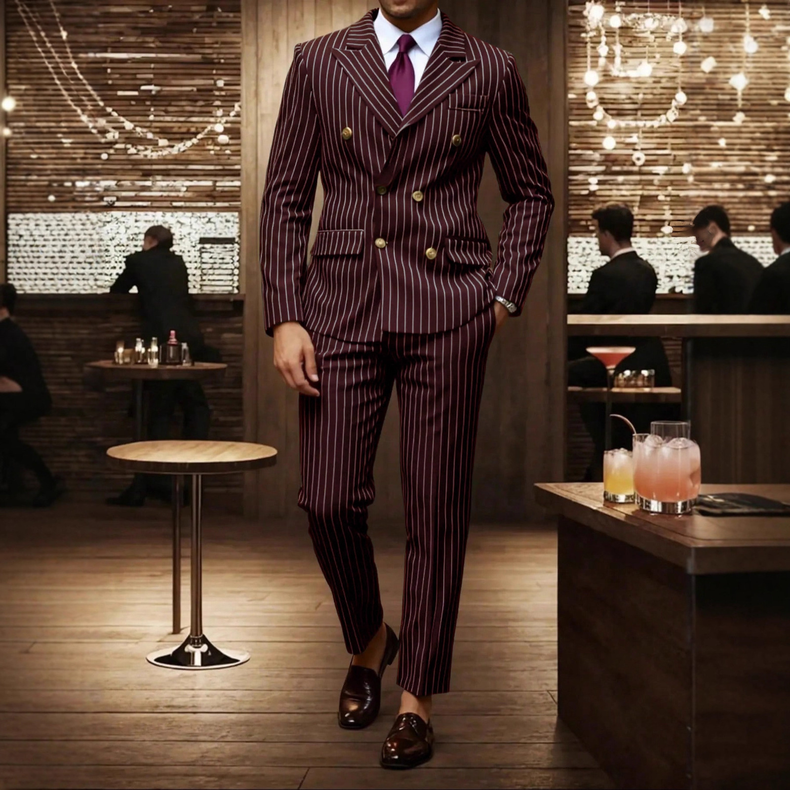 Mens Suits Blazers Man Casual Suit Blazer Autumn Turndown Collar Jacket Men Business Striped Print Coat Fashion Single Breasted Button Outerwears 2307 - view 5