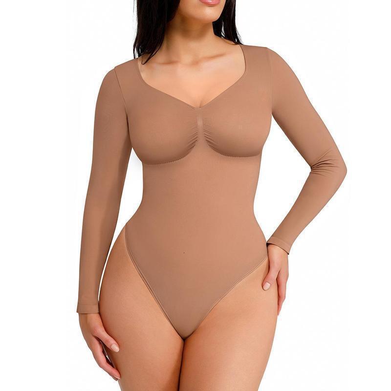 Y2K Seamless ShapewearTummy Control Sculpting Bodysuit Long Sleeve Shapewear Bodysuit Seamless Tummy Control Bodysuits - view 5