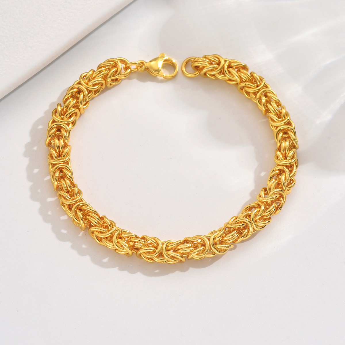 Metal Style Handwoven Bold Unisex Wide Dragon Bone Chain Interlocking Personality Bracelet251028 - view 3